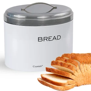 White/Silver/Copper Coloured S/S Bread Bin Loaf Storage Elliptical Rolls
